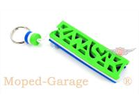 Key fob 95mm 27mm 15mm green white blue for moped mokick