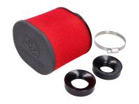 air filter Malossi E15 oval 60mm carb connection straight w/ thread, red-black for Kymco Quannon 125 [RFBR30000] (RL25BA) R3