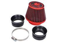 air filter Malossi red filter E18 racing 42, 50, 60mm straight, red-black for Dellorto PHBH, Mikuni, Keihin carburetor for Beta RR 50 Motard 15 (AM6) Moric ZD3C20002F03 till F0301866