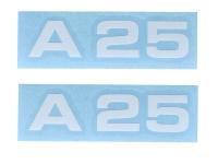 Sticker set MOGA 2 parts wide 74mm high 17mm for moped mokick