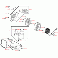 E07 fan cover, cylinder cover, alternator / generator