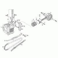 E03 cylinder, piston & crankshaft