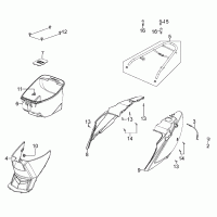 F12 rear body parts & under seat storage / helmet compartment