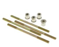 cylinder bolt set Naraku incl. nuts M6 thread 110mm overall length - 4 pcs each for Piaggio NRG 50 Extreme AC (DT Disc / Drum) [ZAPC21000]