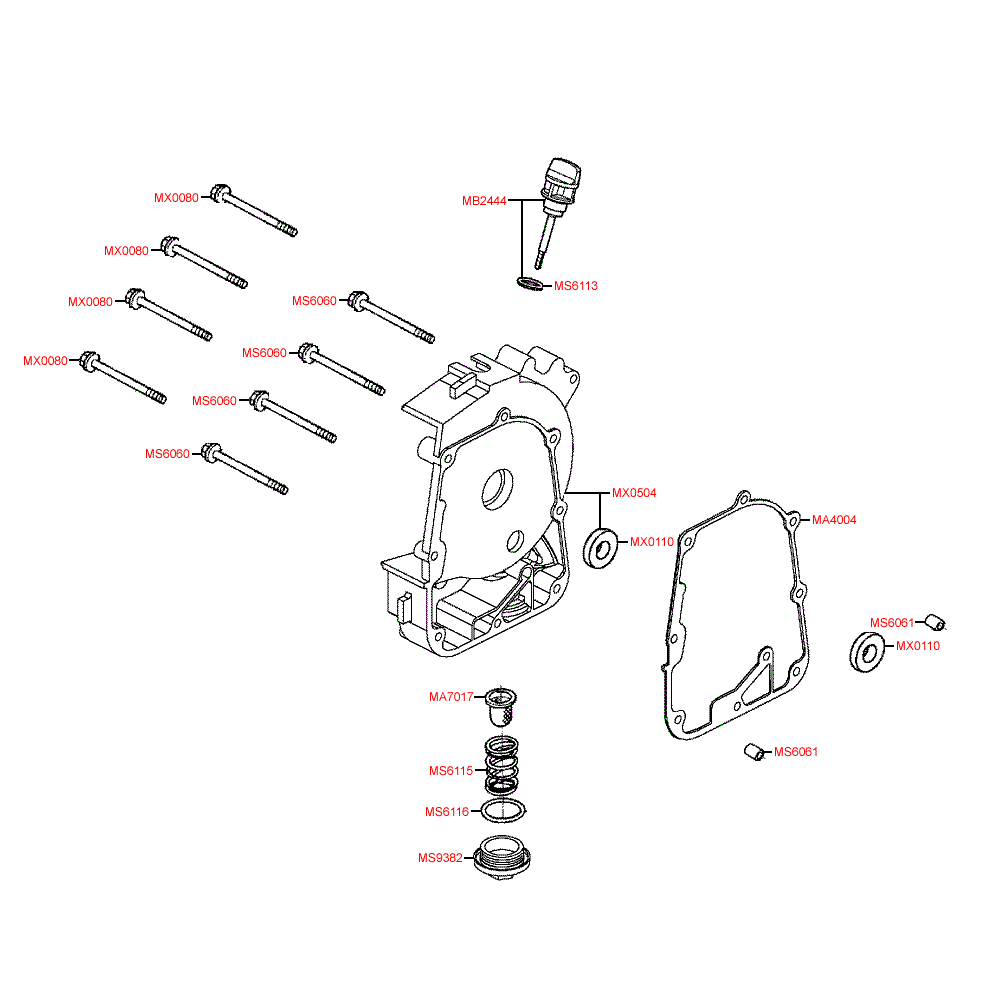 E04 crankcase cover right-hand