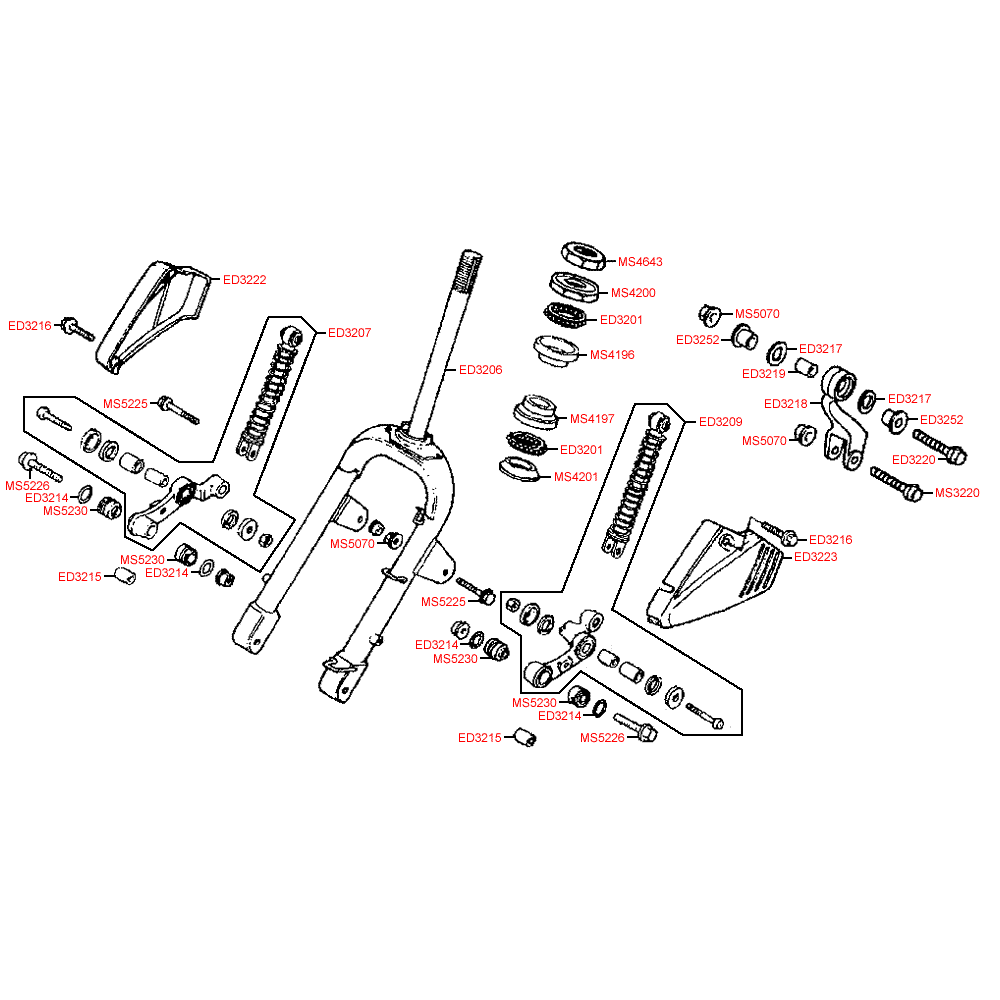 F06 front fork, shock absorber, body parts, glove compartment