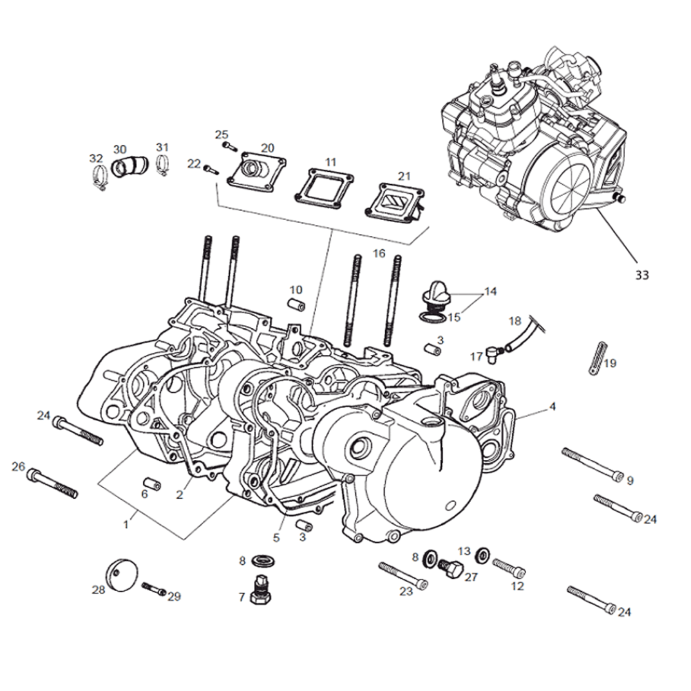 engine - crankcase D50B0 E-start for Derbi GPR 50 2T 13- (D50B) [ZDPVXA00]