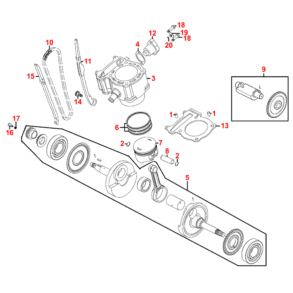 E03 cylinder and crankshaft