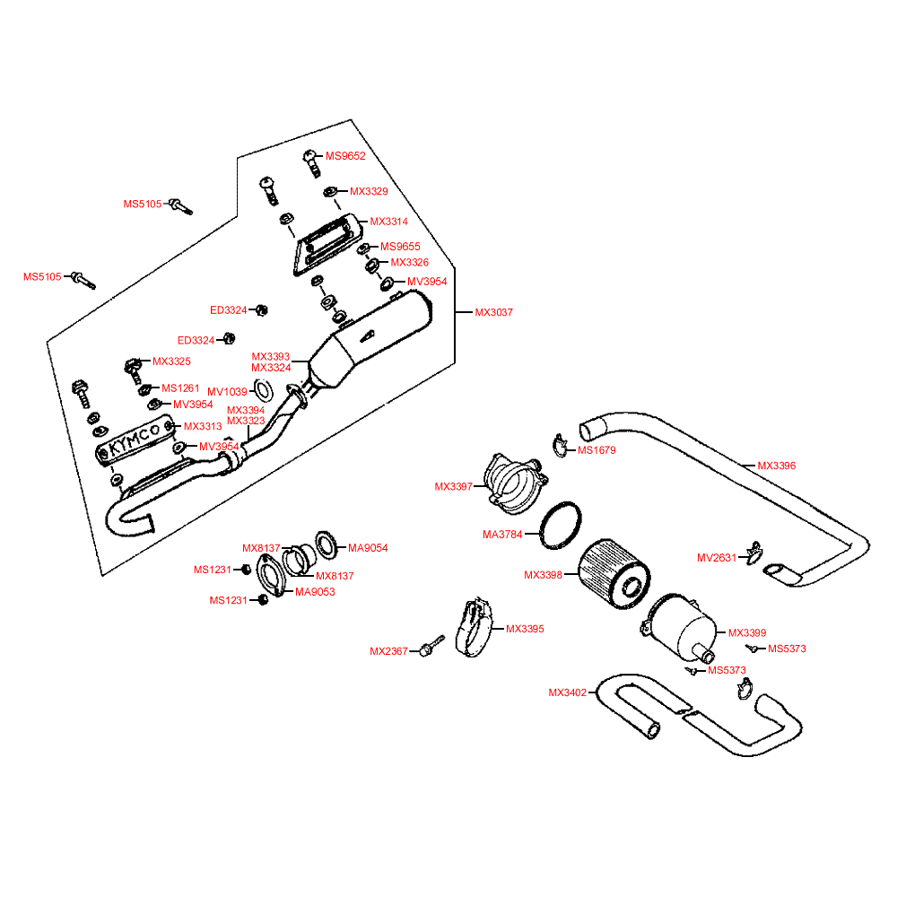 F16 exhaust & secondary air system