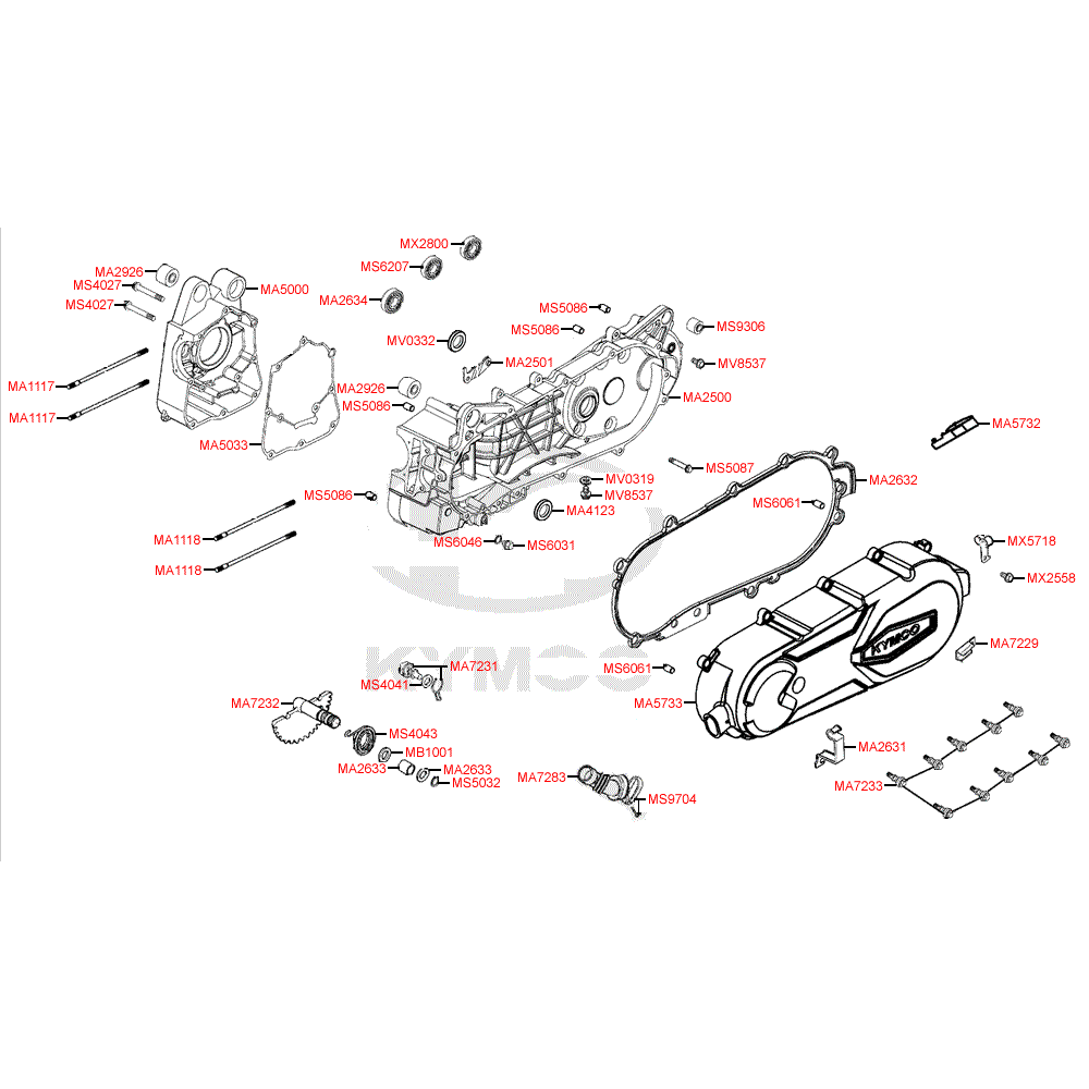 E01 crankcase, variator cover