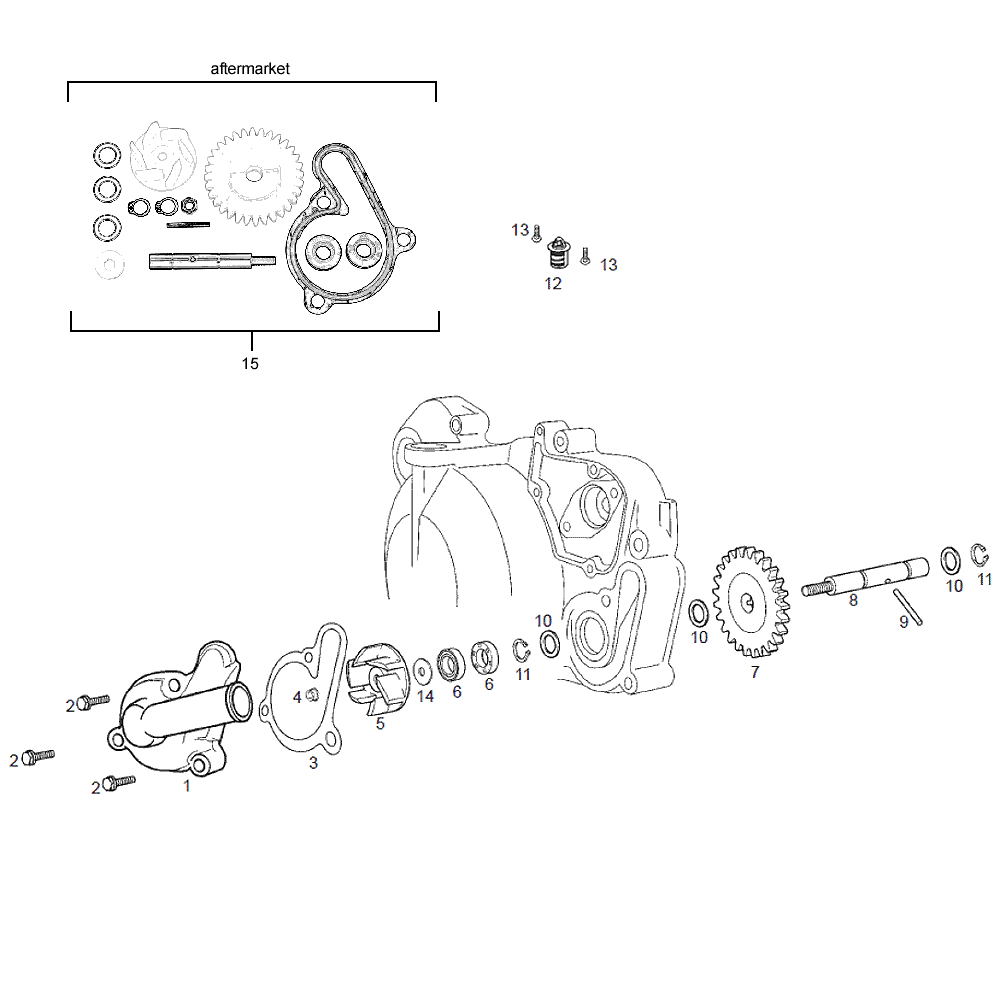 engine - water pump D50B0 for Gilera RCR 50 11-12 (D50B) ZAPABA01